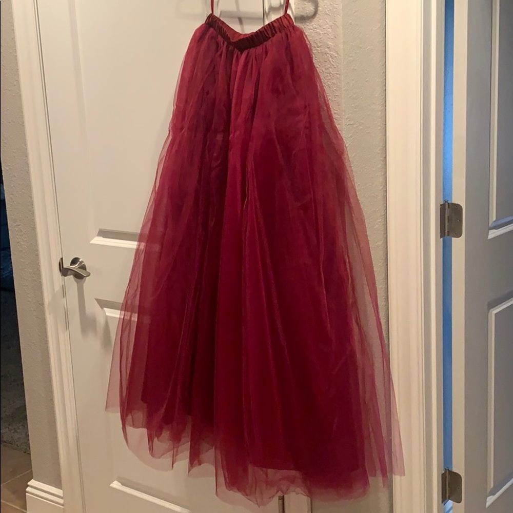 Burgundy tulle skirt